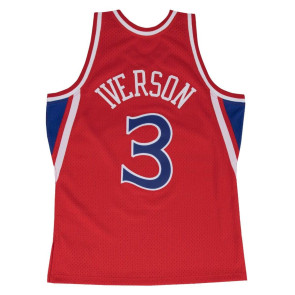 M&N NBA Philadelphia 76ers Road 1996-97 Allen Iverson Swingman Jersey ''Red'' 